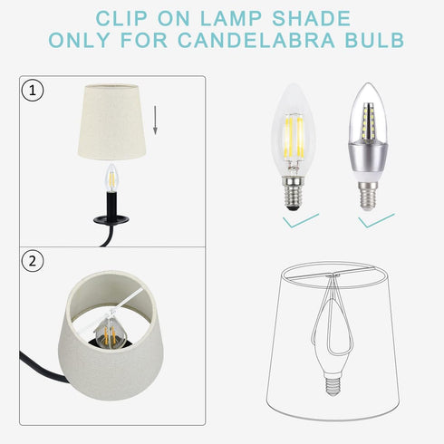 Lamp,Set 2,Small Barrel,5.2"4"H5.2",Linen, BULB,Beige LAMPWELL VALO Clip-on Small Fabric Lamp Shades for Table