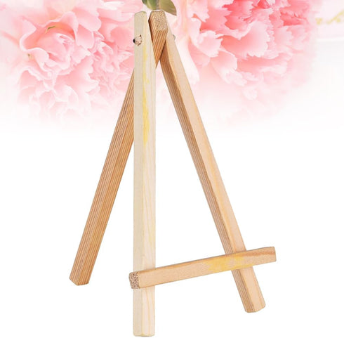 Tofficu 10pcs Wooden Art Easel Tabletop Mini Easel Stand for Home Decoration, Lock and Key Charms, Bamboo Pine
