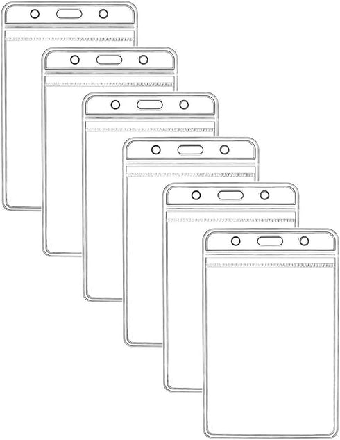 Vertical ID Badge Holders, Waterproof Clear Plastic Holder for RFID/Proximity/Swipe Cards or Credit Cards (6Pcs,