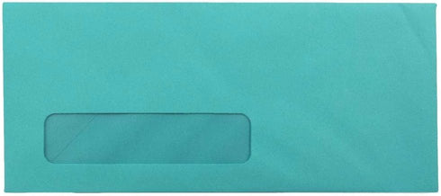 JAM PAPER #10 Business Colored Window Envelopes - 4 1/8 x 9 1/2 - Sea Blue Recycled - 50 Pack