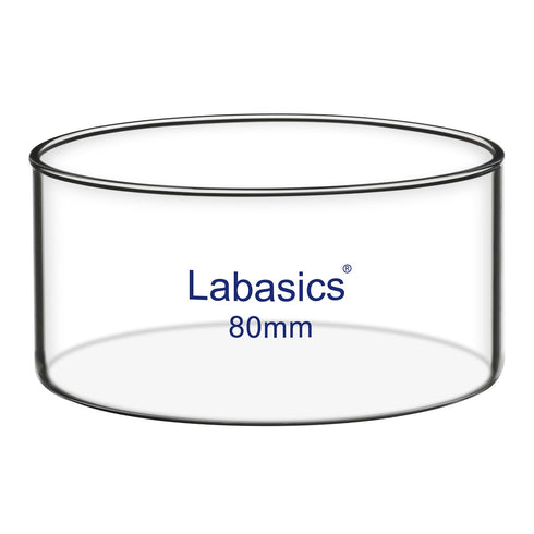 Crystallizing Dish, No Spout Flat Bottom High Borosilicate Glass for Crystallization, 80 mm, 100 ml