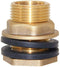 Joywayus 3/8" Female to 1/2" Male Solid Brass Water Tank Connector, Bulkhead Fitting with 2 Rubber Rings