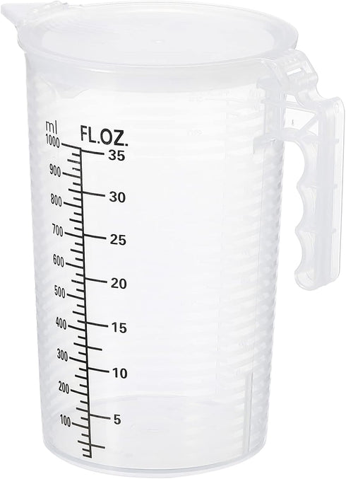 PATIKIL Graduated Beaker, 1000ml PP Plastic Liquid Measuring Cup, Double Sided Black Graduations with Handle
