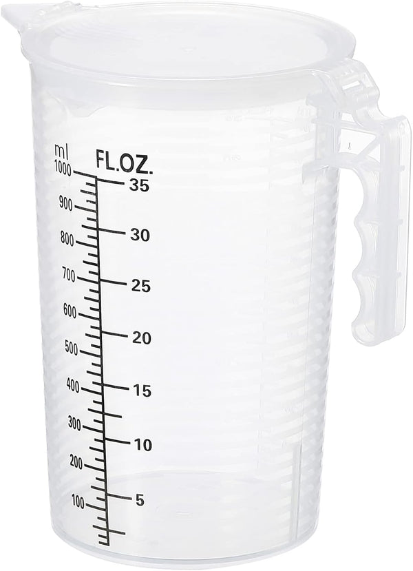 PATIKIL Graduated Beaker, 1000ml PP Plastic Liquid Measuring Cup, Double Sided Black Graduations with Handle