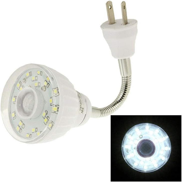 AllAboutAdapters Motion-Activated LED Night Light for AC Outlet Plug-in White