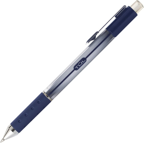 TUL Gel Pens, Retractable, Fine Point, 0.5 mm, Gray Barrel, Blue Ink, Pack Of 12 by TUL