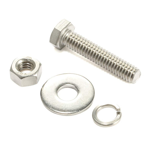 1/4-20 x 1/2" Hex Head Bolts with Hex Nuts & Washers, Fully Threaded Stainless Steel 18-8, 10 Sets