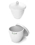QWORK Lab Porcelain Crucible with Lid, 2 Pack, 50ml Capacity, White, for Laboratory School Heating