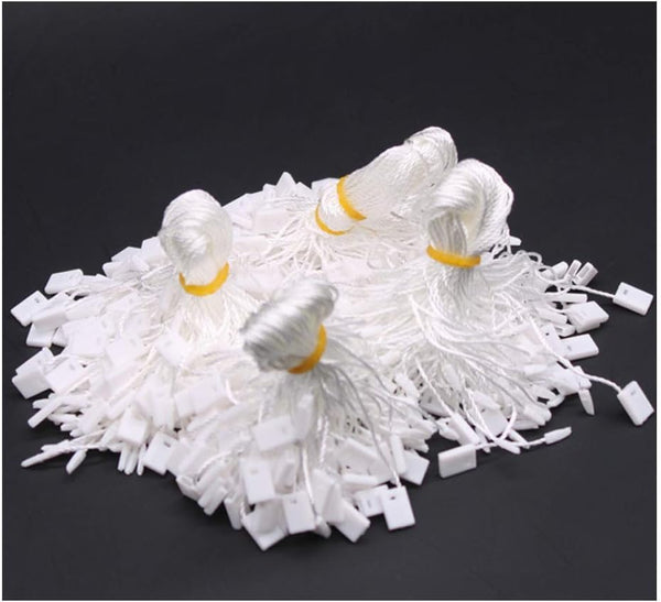 7" 1000 Pcs Hang Tag Nylon White String Snap Lock Pin Loop Fastener Hook Ties with Push Locker