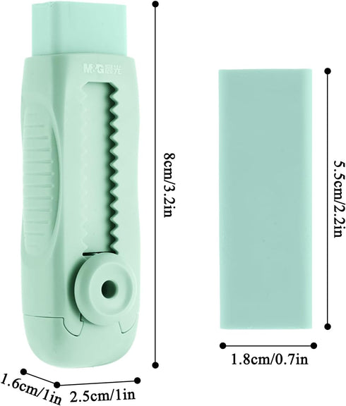 M&G 4+1 Pack Rubber Erasers, Soft Cute Sliding Retractable Eraser with Plastic Sleeve, 4 Refill Erasers for Students