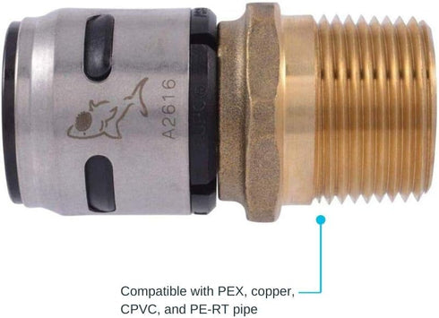 SharkBite 3/4 Inch EvoPEX Male Adapter, Pack of 2, Push to Connect Plumbing Fitting for PEX