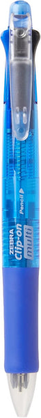 Zebra Clip-On Multifunctional Pen, Clear Blue Barrel (B4SA1-BL)