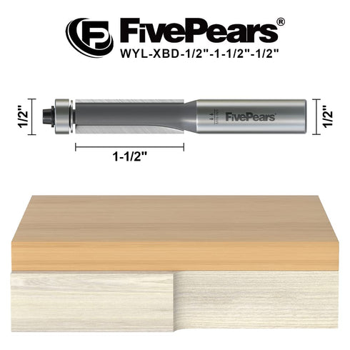 FivePears Flush Trim Router Bits, 1/2 Inch Shank, 1-1/2 Inch Cutting Diameter for Woodworking