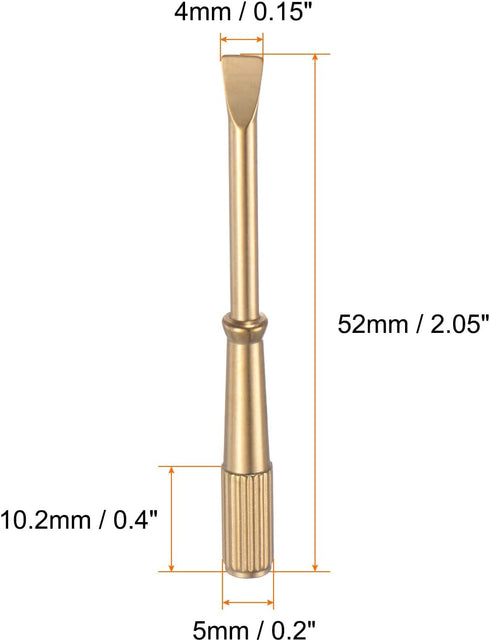 2pcs Mini Bracelet Screwdriver 4mm Titanium Steel Slotted Screw Driver with 5mm Width Non-slip Handle for Bracelet Repair Screwdriver Tools, Gold Tone