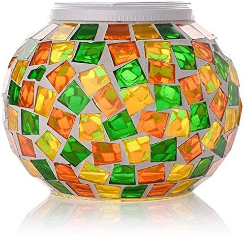 Waterproof Color Changing Table Lamp, Solar Powered Mosaic Glass Ball LED Garden