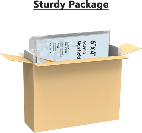 MaxGear 4X6 inches Slant Back Acrylic Sign Holders, Clear Plastic Display Stand for Office, Home, Store, Restaurant, 6