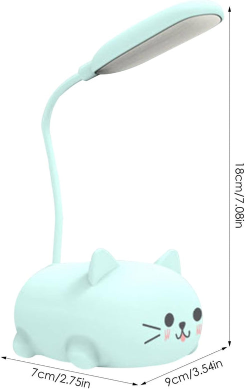 Hoghaki Cute Kids Desk Lamp, LED Desk Lamp for Kids, Cute Cat Lamp Desk Accessories, Flexible Gooseneck Eye-Care