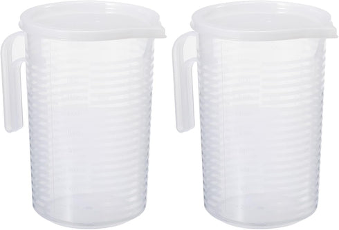 PATIKIL Graduated Beaker, 2 Pack 2000ml PP Plastic Liquid Measuring Cup with Handle Lid and Spout for Lab