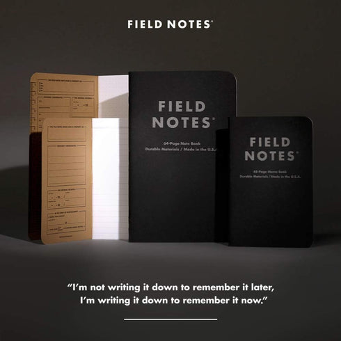 Field Notes 2-Pack Pitch Black Notebooks, 4.75" X 7.5", Dot-graph, 64 Pages, Thin Pocket Sized EDC Notebook, 90 GSM