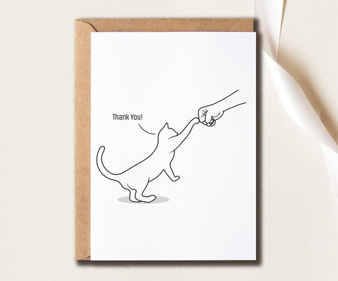 SNMDesigns Thank You Cat Card - Perfect for Vets & Cat Lovers - Cute Kitten Design