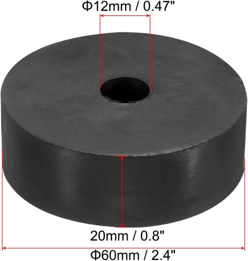 PATIKIL Multi Purpose Rubber Spacer, 6 Pcs 2.4"OD 0.47"ID 0.8"Thickness Neoprene Round Anti-Vibration Isolation Pads Isolator Rubber Bushings Spacer Washer for HVAC Bolts Car Accessories