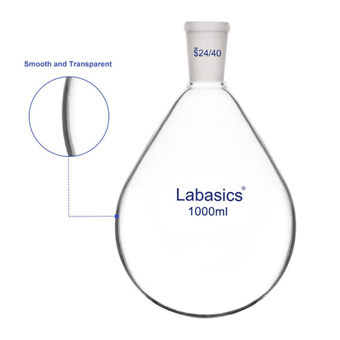 Borosilicate Glass Single Neck Recovery Flask, 1000 ml Rotary Evaporator Flask with 24/40 Outer Joint
