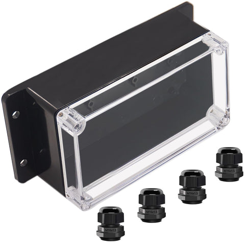 Junction Box IP65 Waterproof ABS Plastic Electrical Project Case with Clear Cover, Fixed Ear 6.22x3.54x2.36 inch (158 x
