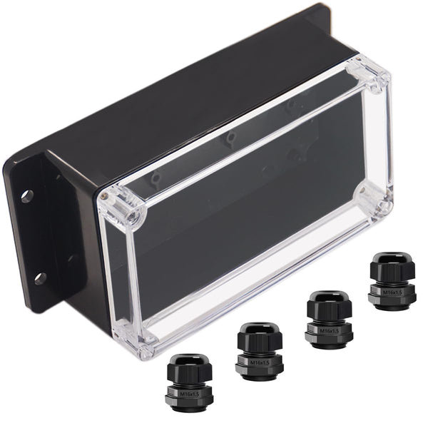 Junction Box IP65 Waterproof ABS Plastic Electrical Project Case with Clear Cover, Fixed Ear 6.22x3.54x2.36 inch (158 x
