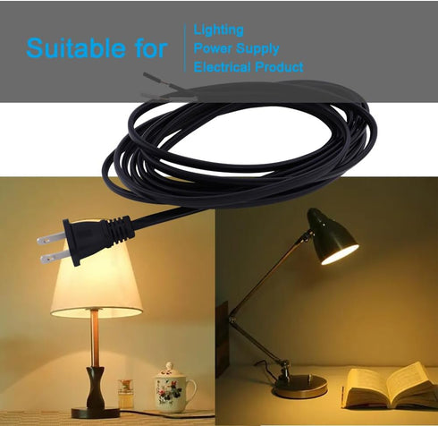 Replacement Power Cord Pigtail 18AWG 2 Prong 6FT Flat Shape 2 Wire Supply Cord with 110V Polarized Plug