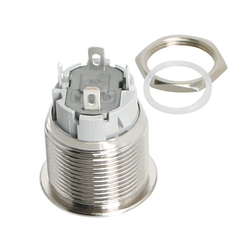 Latching Push Button Switch, 36V Waterproof Stainless Steel Metal, 3/4" Mounting Hole, Blue LED SPST, 2 Pcs
