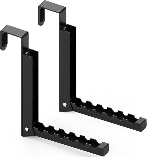 2 Pcs Over The Door Hooks Hanger, Folding Over Door Clothes Drying Rack Hooks for Hanging Clothes, Towel Racks (Black)