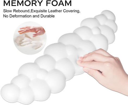 JIKIOU Upgrade Leather Cloud Keyboard Wrist Rest, Cloud Wrist Rest with Non-Slip PU Base, Comfortable Memory Foam Wrist