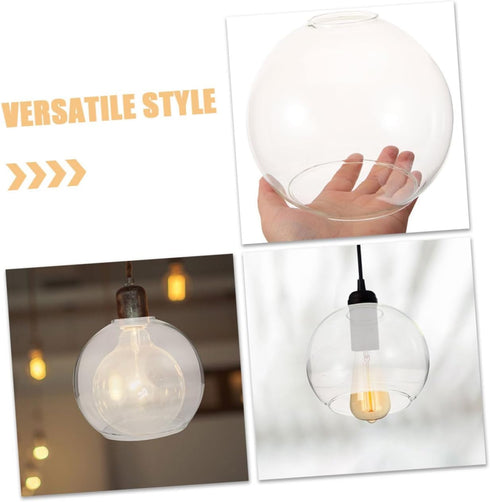PRETYZOOM Clear Glass Globe Pendant Light Shade Dual Opening Chandelier Replacement Cover for Wall Sconces Easy Access