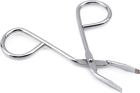 Seadiquiet Tweezers,Elbow Silver Stainless Steel Eyebrow Scissors Pliers Clip Scissors,Flat Tip Tweezers Hair Plucker