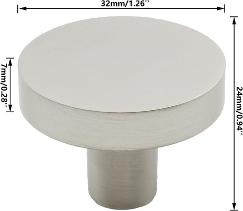 2 Pack Cabinet Knobs, Mushroom Round Zinc Alloy Dresser Drawer Closet Wardrobe Bookcase Pulls Handles, Modern Copper Kitchen Bathroom Bedroom Furniture Hardware, Brushed Finish with Screws by TTZEZE