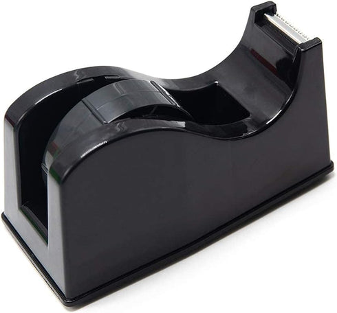 Desktop Tape Dispenser Adhesive Roll Holder with Weighted Nonskid Base (Fits 1" & 3" Core) Black