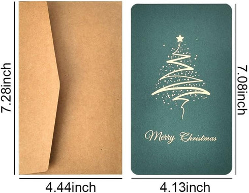 YangQian 3Pcs Christmas Cards with Envelopes Blank Inside Merry Christmas Gift Card Money Holders Christmas Greeting