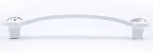 JETLAND 2-Pack, 5" PW6738WW127 Cabinet Drawer Crystal Pulls, White with Clear Glass, Hole Centers, Shining Daisy
