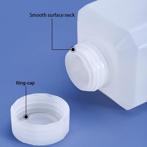 2 Pcs Plastic Lab Chemical Reagent Bottles, 16.9oz Square Sample Storage Container with Inner Ring Cover