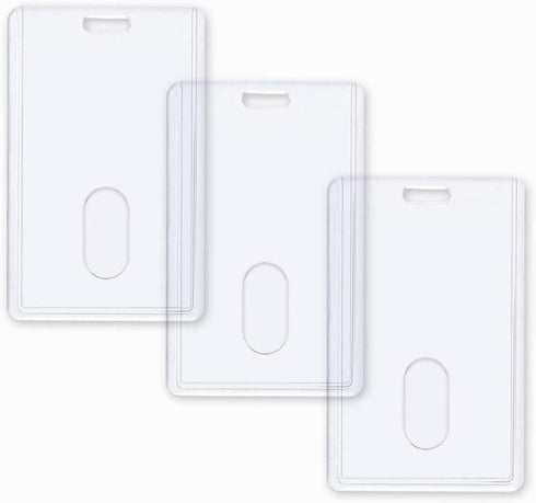 Vetoo 3 Pack Heavy Duty ID Badge Holders, Clear, Vertical, Durable for Factories, Offices, Schools