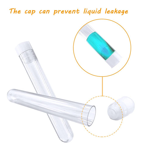 50Pcs Clear Plastic Test Tubes with Rack, 16 x 100mm Tubes with Caps for Scientific Experiments and Storage