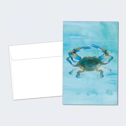Tree-Free Greetings Blue Crab All Occasion Cards - 12 Recycled Notecards & White Envelopes, Thick Cardstock