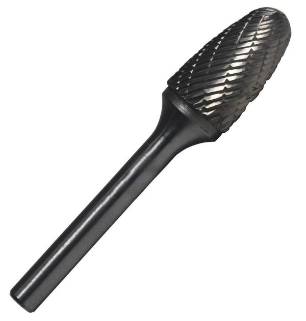 Drill America SF-4 Carbide Burr/Rotary File Tree Radius End Double Cut for Die Grinder 7/16" Dia. x 1" Cut Length