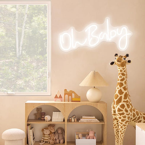 KSCKXGG 21.7x10 Inch Oh Baby Neon Sign for Backdrop Wall Decor LED Neon Lights for Baby Shower Decorations Boy and Girl