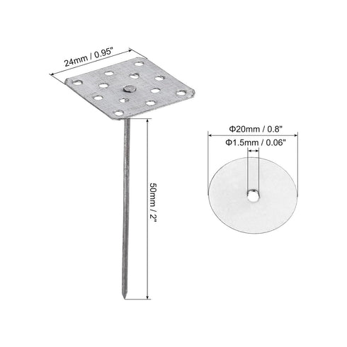 PATIKIL 2 Inch Perforated Insulation Pins with Round Washers, 80 Pack Aluminum Insulating Nails for Fixing Foam Boards