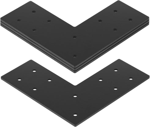 4 Pcs Flat L Tie Plates for 4x4, 6x6 Post, 3"W x 7-1/2"L, Flat Corner Brace L Shaped Beam Connector