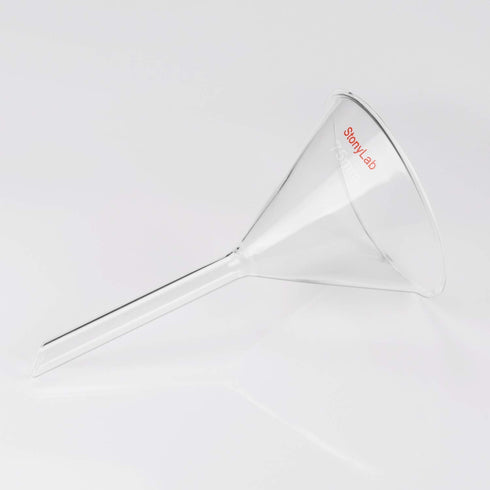 StonyLab 2-Pack Heavy Wall Borosilicate Glass Funnel, Short Stem 75mm Diameter