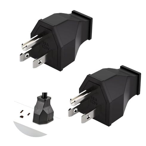 3 Prong NEMA 5-15P Power Adapter Replacement Plug, 3-Pin 15A 125V Male Rewirable Plug (2 Pcs, Black)
