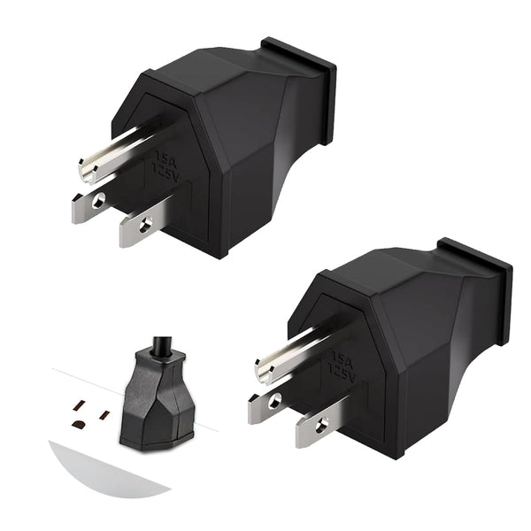 3 Prong NEMA 5-15P Power Adapter Replacement Plug, 3-Pin 15A 125V Male Rewirable Plug (2 Pcs, Black)