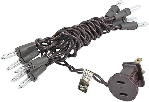 5 10 Bulb 4" Bulb 24" Novelty Lights feet Clear Mini Light String on Brown Wire, Non-Connectable Incandescent Fairy